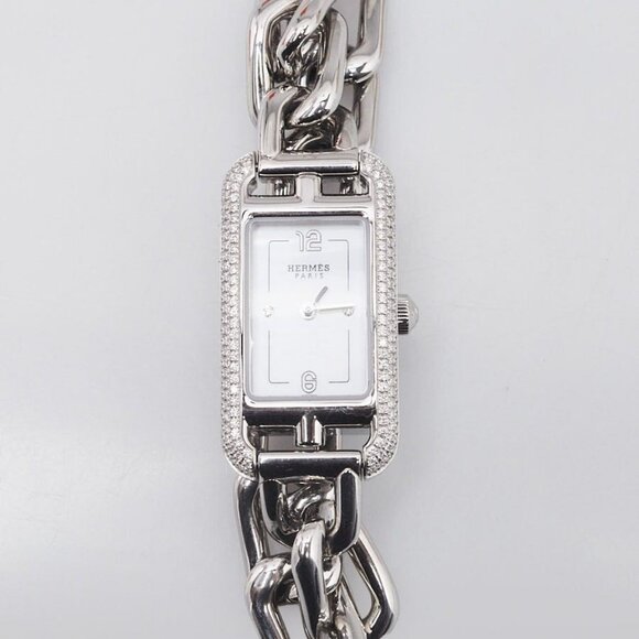 Hermes 17mm Stainless Steel and Diamond Jete De Diamants Nantucket Quartz Watch - Picture 1 of 8